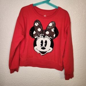 Disney Parks Minnie Mouse Flip Sequins Youth M Pullover Sweatshirt